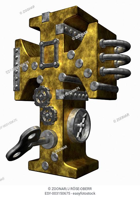 christliches kreuz im steampunk-look - 3d illustration