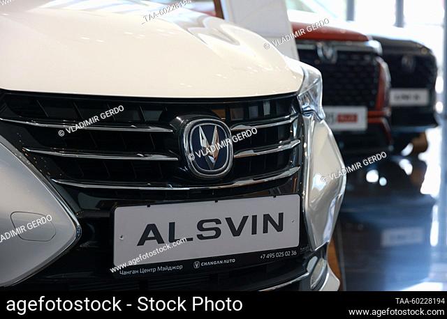 RUSSIA, MOSCOW - JULY 3, 2023: A Changan Alsvin subcompact sedan manufactured by the Chinese car maker Changan Automobile on display at the Changan Major Auto...