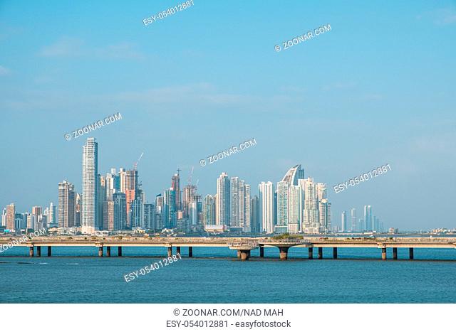 Panama City coastal view skyline of business district -