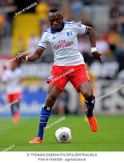Hamburg's Jacques Zoua is pictured during a benefit match between SG Dynamo Dresden and Hamburger SV at gluecksgas stadium in Dresden, Germany, 31 July 2013