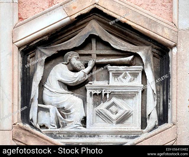 Jubal by Nino Pisano, 1334-36., Relief on Giotto Campanile of Cattedrale di Santa Maria del Fiore (Cathedral of Saint Mary of the Flower), Florence, Italy