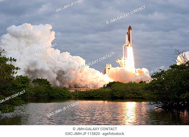 CAPE CANAVERAL, Fla. -- Amid the tranquility of a wildlife refuge, space shuttle Endeavour rumbles off Launch Pad 39A at NASA's Kennedy Space Center in Florida