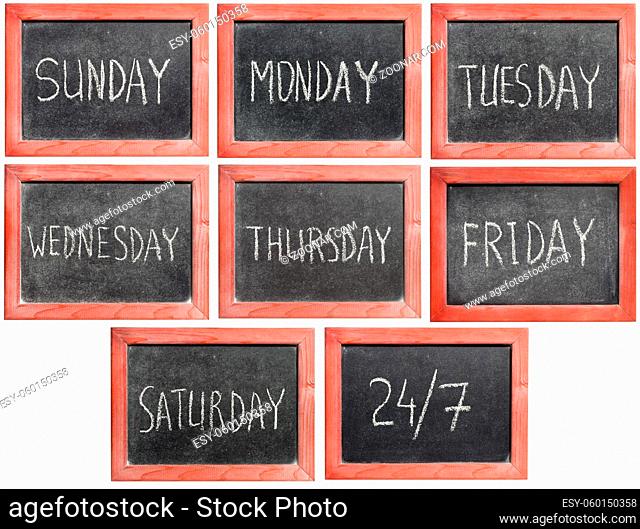 similar handwritten days of week image set framed in vintage blackboard