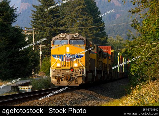 A Union Pacific intermodal train near Portland, Oregon, USA