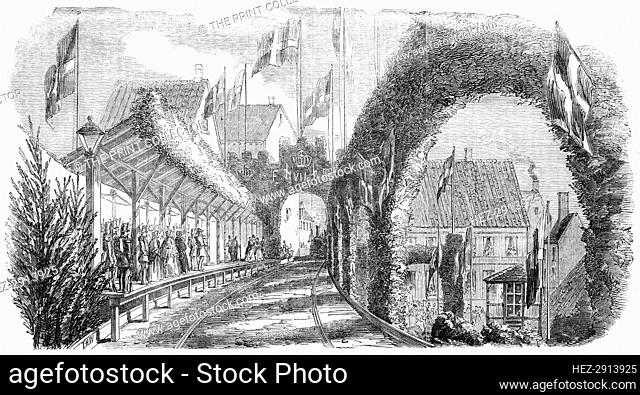 Railway Station, Flensburg, 1854. Creator: T. H. W