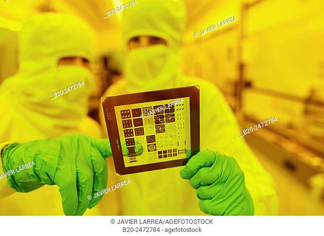 Photomask, Photolithography Room, Photolithography mask. Cleanroom. Nanotechnology. Laboratory. CIC nanoGUNE Nano science Cooperative Research Center