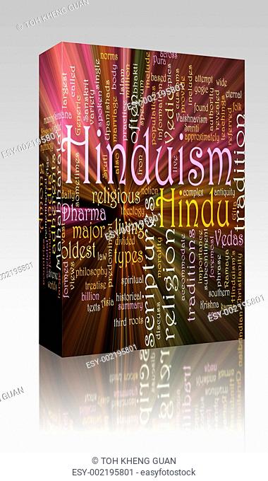 Hinduism word cloud glowing box package