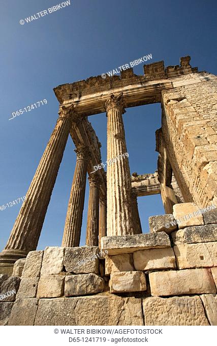 Tunisia, Central Western Tunisia, Dougga, Roman-era city ruins, Unesco site, The Capitole, Square of the Winds