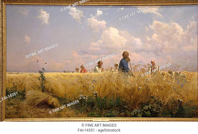 Harvesters. Myasoedov, Grigori Grigoryevich (1834-1911). Oil on canvas. Russian Painting of 19th cen. . 1887. State Russian Museum, St. Petersburg