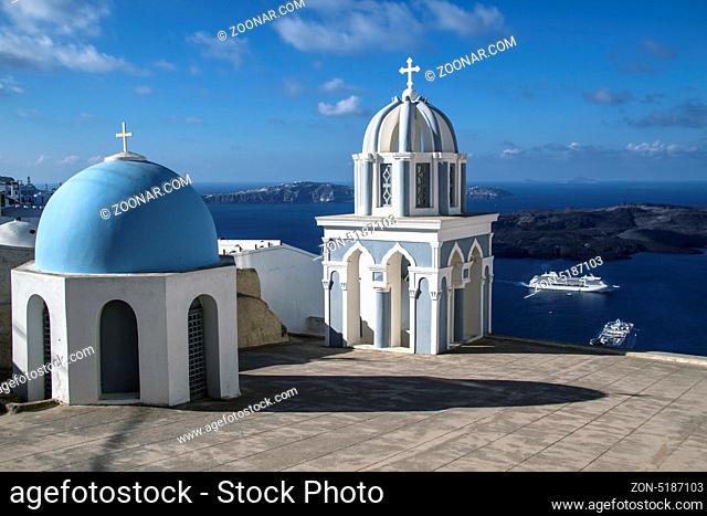 Beautiful landscape of Oia church, Santorini, Greece