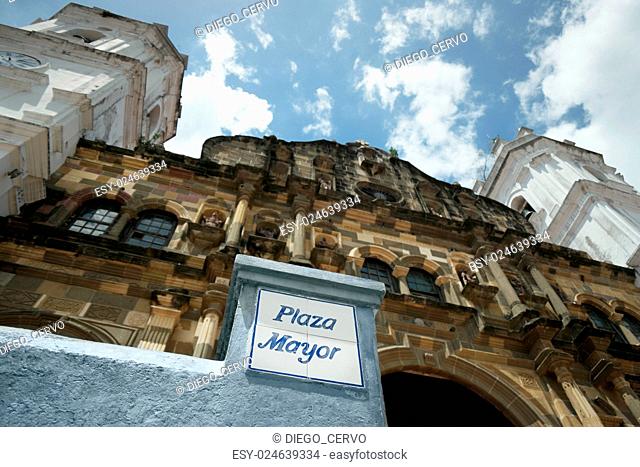 Panama City, Central America, View of Catholich Cathedral in Plaza Mayor, Casco Viejo