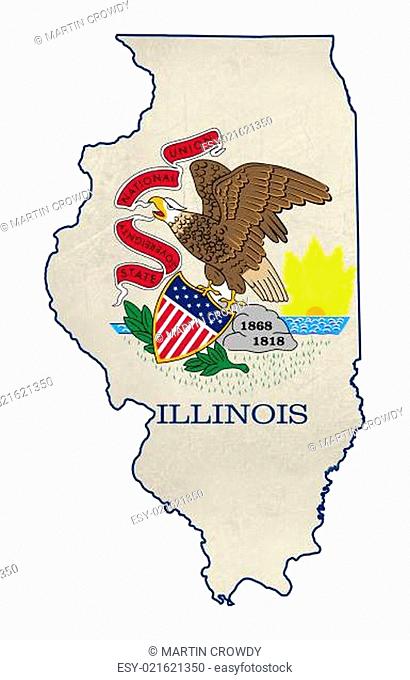Grunge state of Illinois flag map