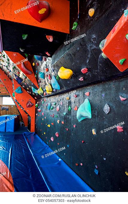 Colorful climbing modern gym without people