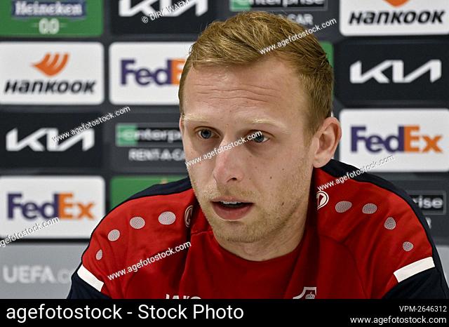 Antwerp's Ritchie De Laet pictured during a press conference of Belgian soccer club Royal Antwerp FC, Wednesday 17 February 2021 in Antwerp