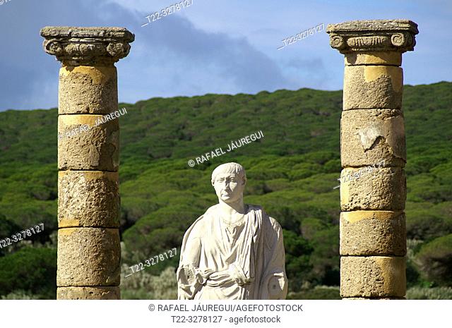 Rate (Spain). Sculpture of Emperor Trajan in the Roman city of Baelo Claudia