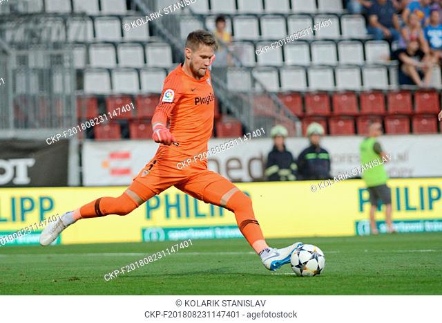 Tomas Vaclik (Sevilla) in action during the European League qualification match SK Sigma Olomouc vs Sevilla in Olomouc, Czech Republic, August 23, 2018
