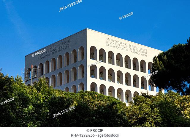 Palazzo della Civilte Italiana, EUR district, Rome, Lazio, Italy, Europe
