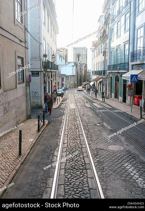 Lisbon, Portugal March 24, 2013: Old street in Lisbon downtown
