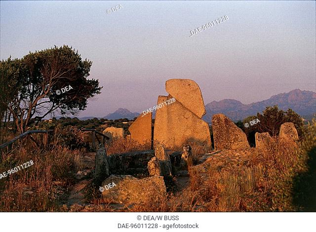 Italy - Sardinia Region - Arzachena, province of Olbia-Tempio - Li Longhi Giants' tomb: back side of the monolithic stele