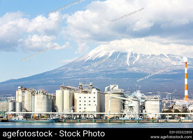 Mountain Fuji and Japan industry Factory from Shizuoka prefecture