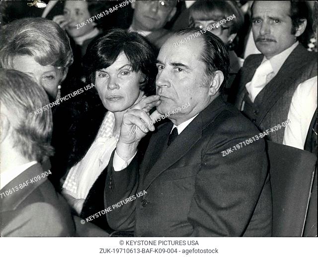 Jun. 13, 1971 - Francois Mitterrand & Wife Socialist's Unity Conference, Epinay (Credit Image: © Keystone Press Agency/Keystone USA via ZUMAPRESS.com)