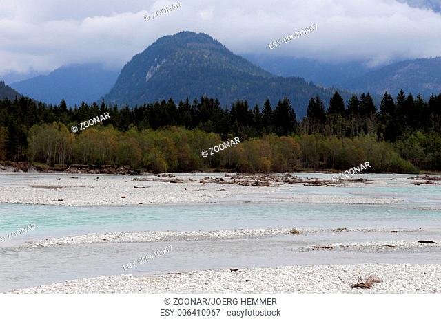 Wild river landscape of the Tyrolean Lech, Austria