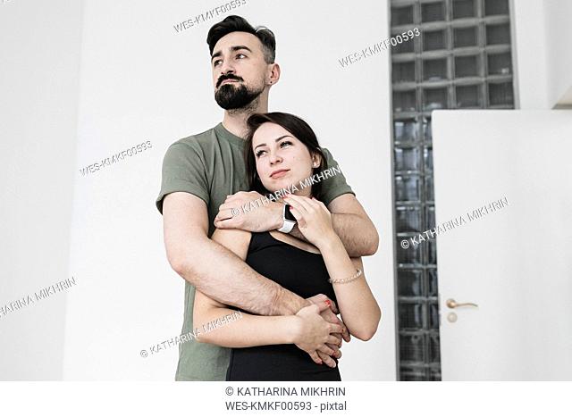Sensual couple embracing