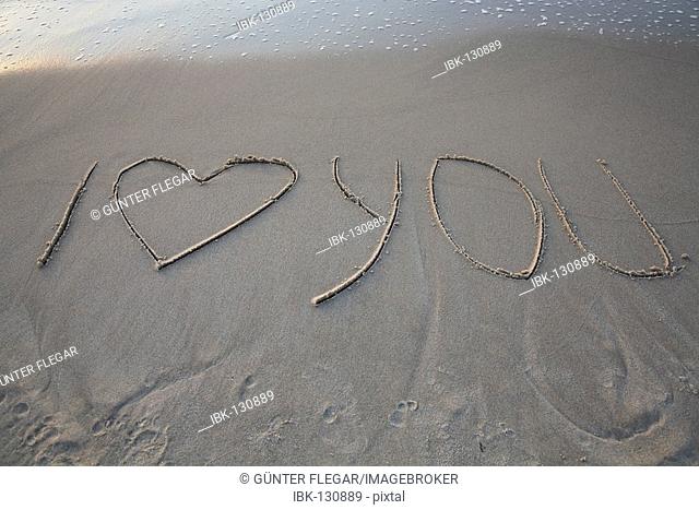 I love you writing in the sand, Hammamet, Tunisia