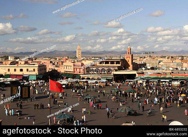 Djema el-Fnaa Square in the heart of Marakesh, Morocco, Africa