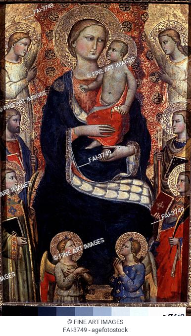 Madonna with Child, Saints and Angels. Gerini, Niccolo di Pietro (ca. 1350-1415). Tempera on panel. Gothic. End 14th - Early 15th cen