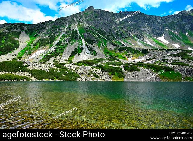 The beautiful lake Przedni Staw in the High Tatras, Poland. Clear, clean water