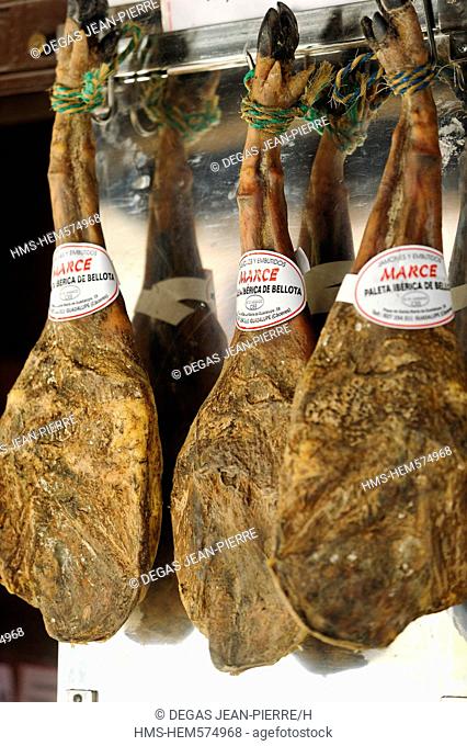 Spain, Extremadura, Guadalupe, Pata Negra, dry ham typical of the region