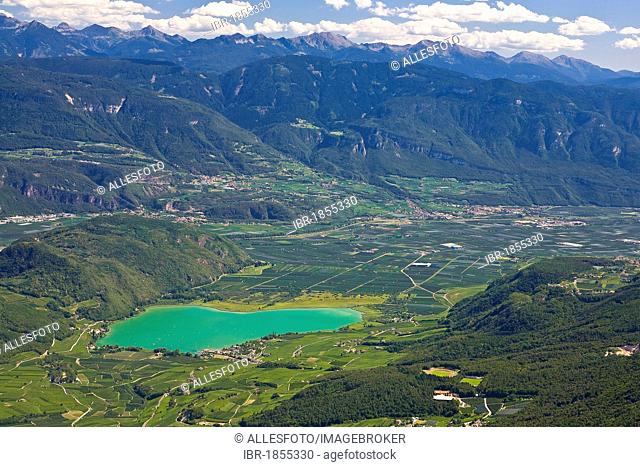 Landscape around the Kalterer See or Lake Kalterer, South Tyrol, Italy, Europe
