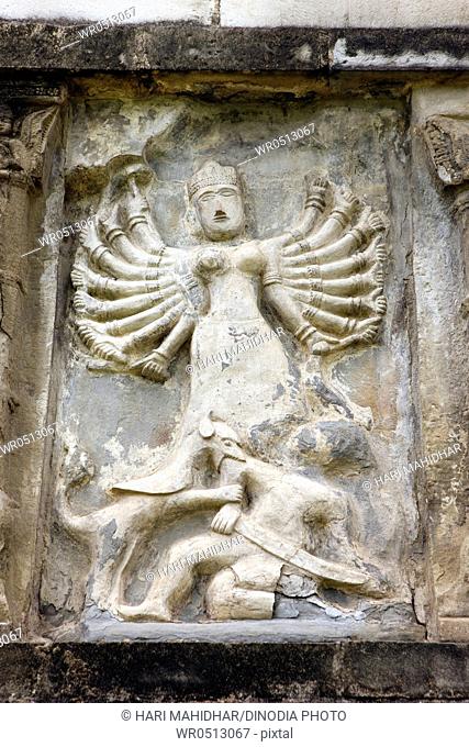 Goddess durga stone carving in shiva dole temple , Sivsagar , Assam , India