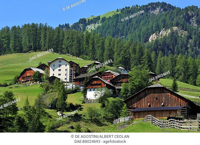 Viles (alpine huts) in Misci, St Martin in Thurn, Badia valley, Dolomites, Trentino-Alto Adige, Italy