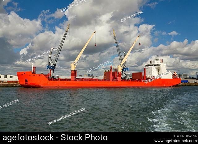 Cargo ship in the port of Rotterdam
