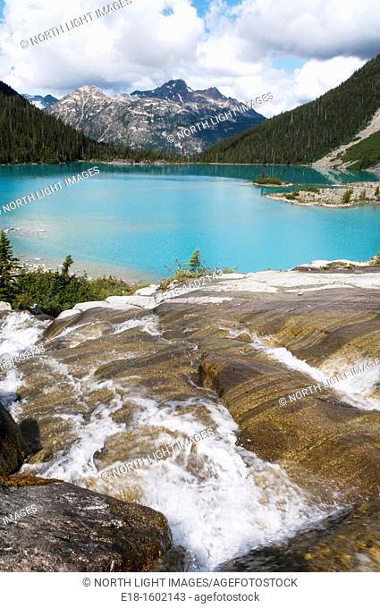 Canada, BC, Mount Curry.  The glacier fed Upper Joffre Lake on the Joffre Lakes Trail