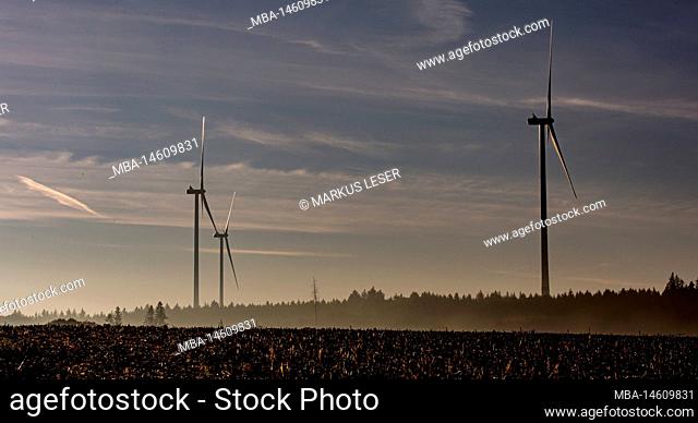 Renewable energies in the landscape, near Bad Saulgau, wind turbines