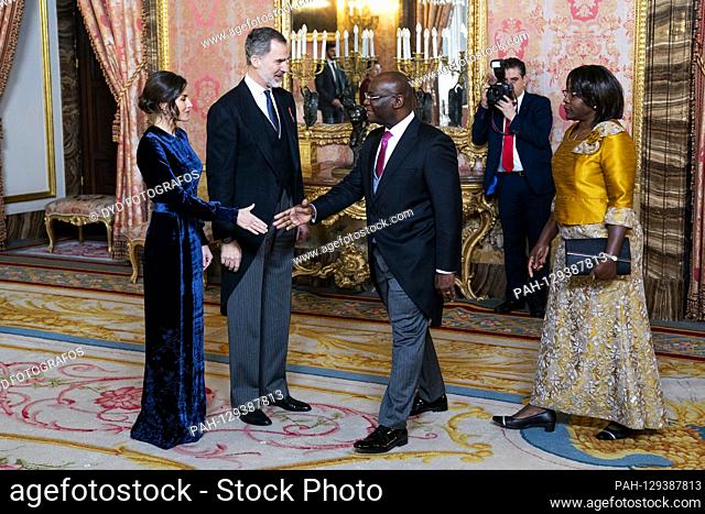 Queen Letizia of Spain and King Felipe VI. from Spain at the reception of the new Diplomatic Corps in the Palacio Real. Madrid, February 5