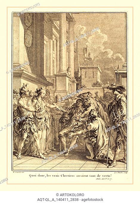 Antoine-Jean Duclos after Hubert François Gravelot, French (1742-1795), Quoi donc, les vrais Chretiens auraient tant de vertu!, etching and engraving