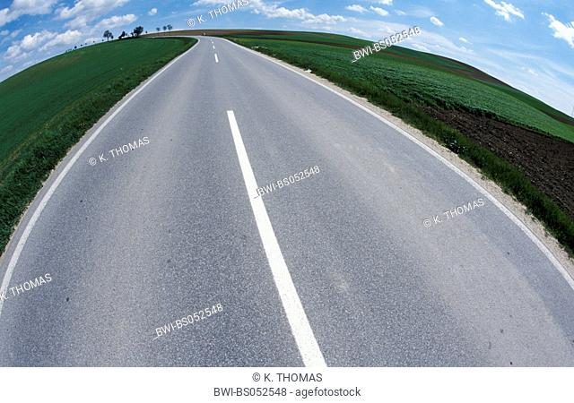 road in wide open landscape, Austria, Lower Austria, Weinviertel