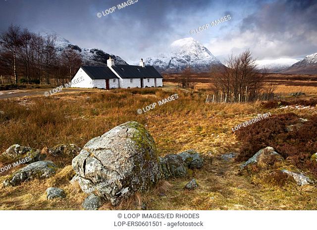 Blackrock Cottage and the Buchaille Etive Mor in winter