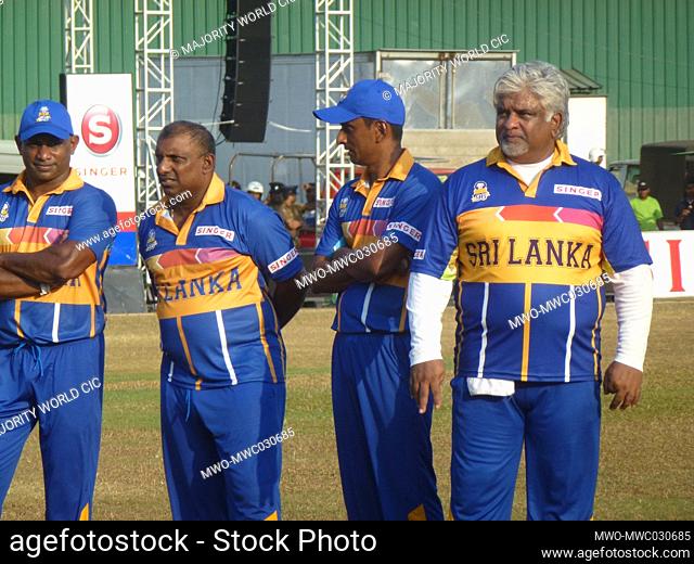 Former Sri Lanka cricket World cup winners from 1996. In a friendly match to raise funds for less fortunate cricketers. From left, Sanath Jayasuriya