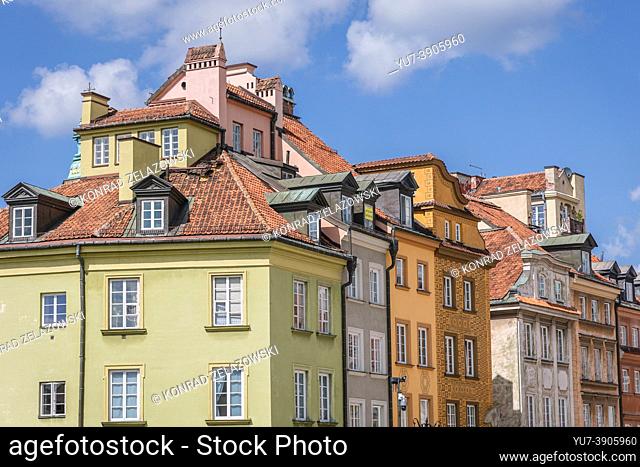 Tenements on a Royal Square in Old Town of Warsaw, capital city of Poland