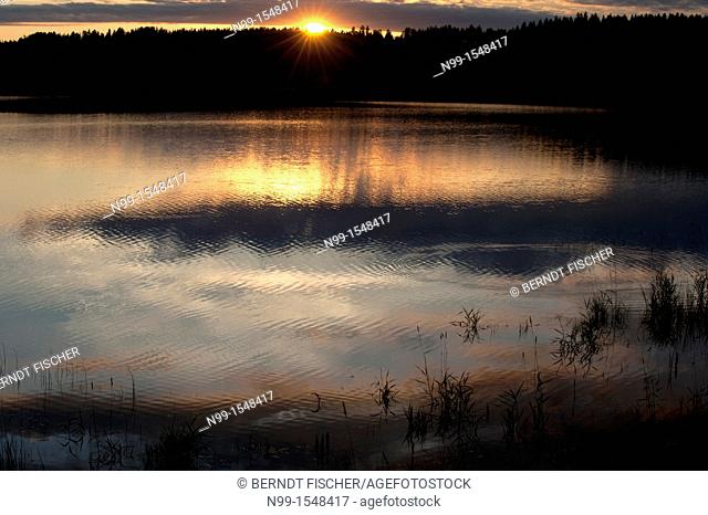 Oulojärvi, Oulo river, midnight sun, Vaala, Finland