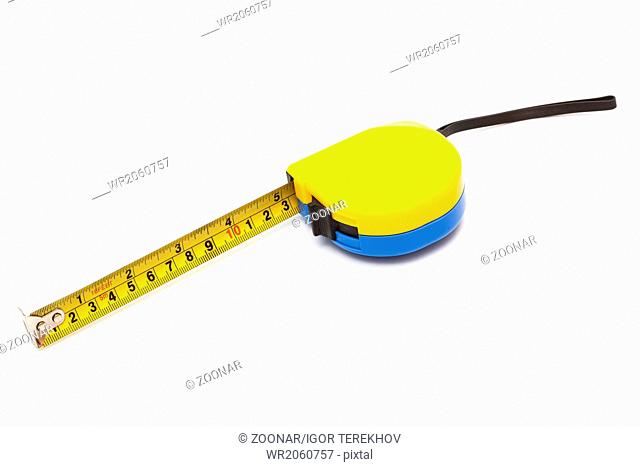 blue and yellow tape-measure