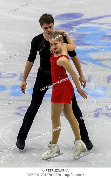 Minerva Fabienne Hase and Nolan Seegert of Germany compete during the pairs - free skating of the European Figure Skating Championships in Ostrava