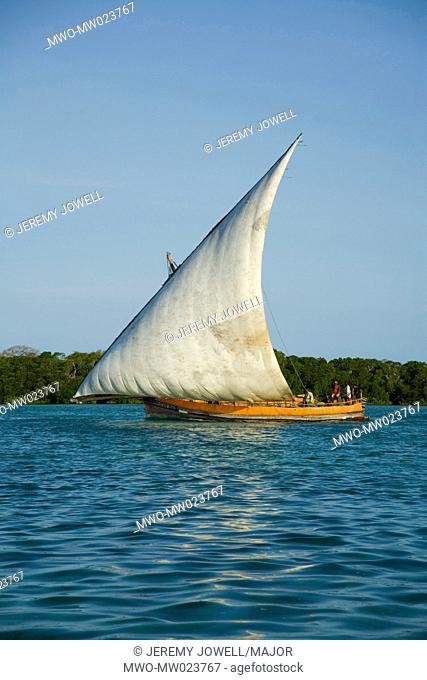 A traditional East African sailing boat, locally known as ‘dhow’, near Chole Island, in Tanzania July 2, 2007