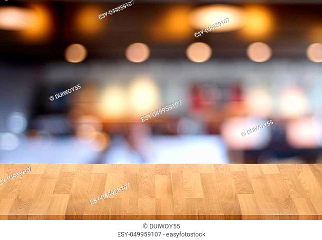 can used for display your products on Empty wooden table blurred background selective focus