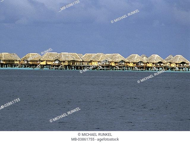 French-Polynesia, Iles de la Societe islands under the wind island Bora-Bora vacation-installation post-constructions, lagoon, South sea, Ozeanien